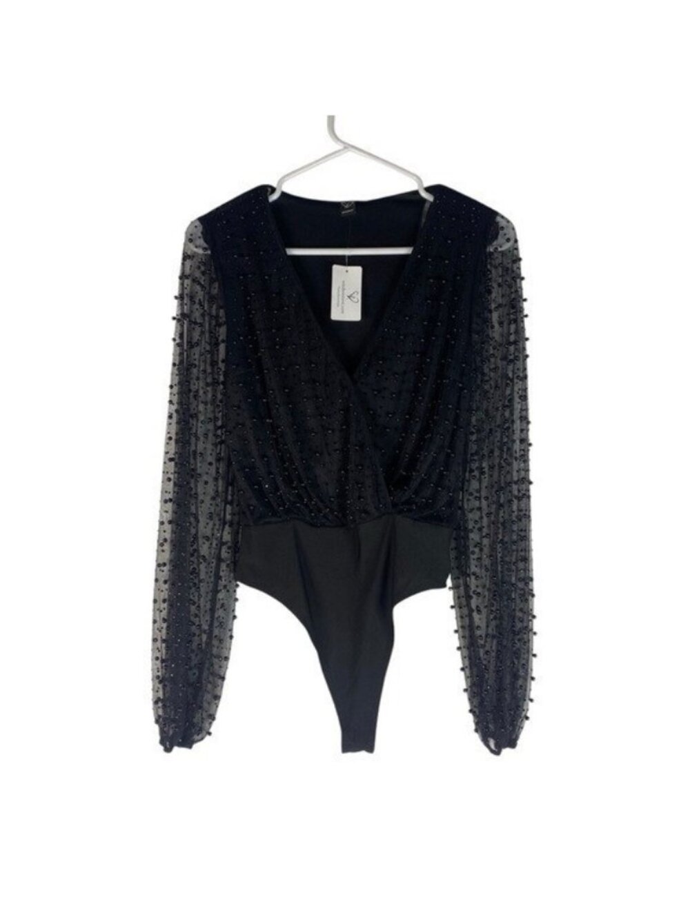NEW Windsor Beaded Bodysuit Top XS Black